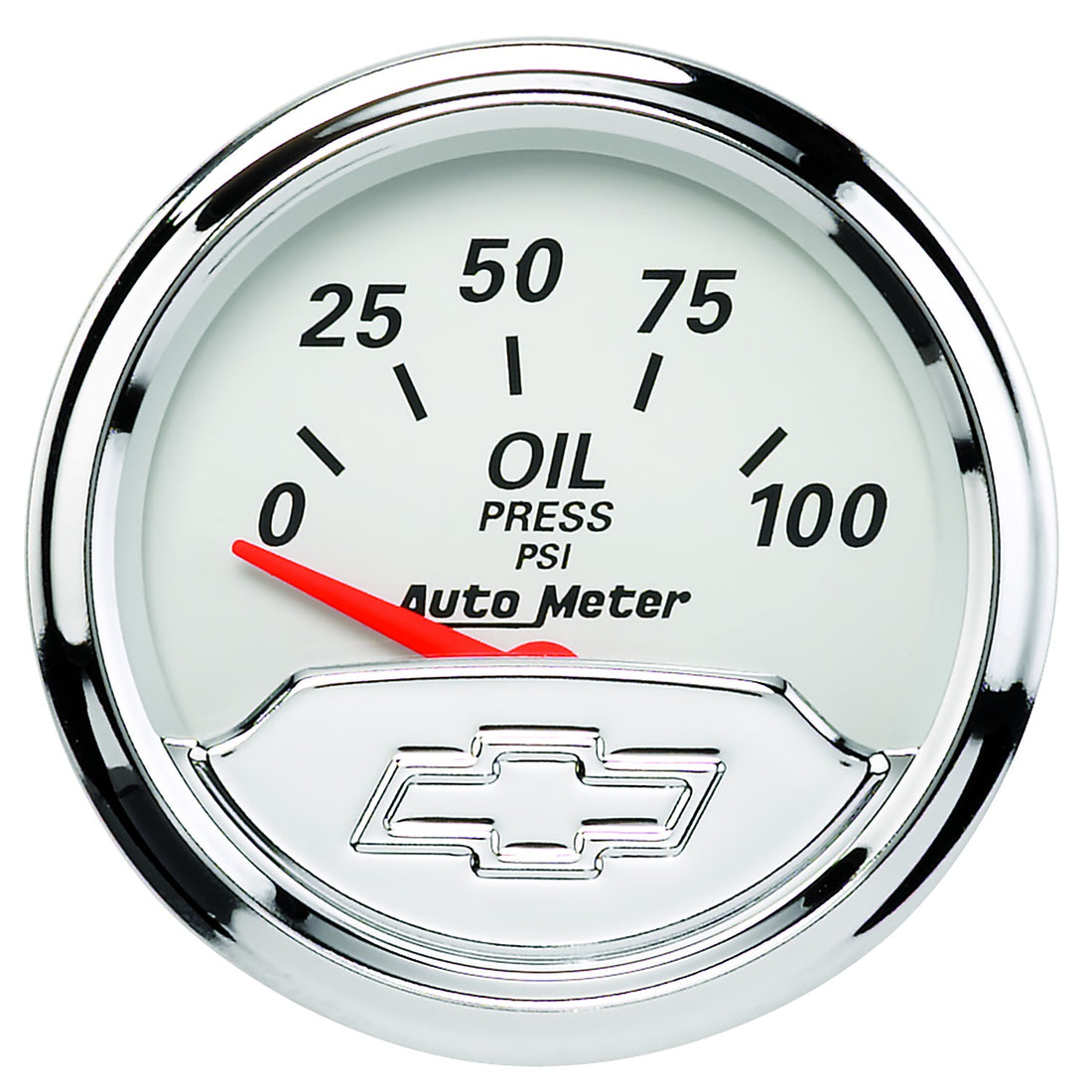 AutoMeter 1327-00408 - GAUGE, OIL PRESS, 2 1/16", 100PSI, ELEC, CHEVROLET HERITAGE BOWTIE