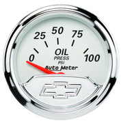 AutoMeter 1327-00408 - GAUGE, OIL PRESS, 2 1/16", 100PSI, ELEC, CHEVROLET HERITAGE BOWTIE