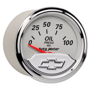 AutoMeter 1327-00408 - GAUGE, OIL PRESS, 2 1/16", 100PSI, ELEC, CHEVROLET HERITAGE BOWTIE