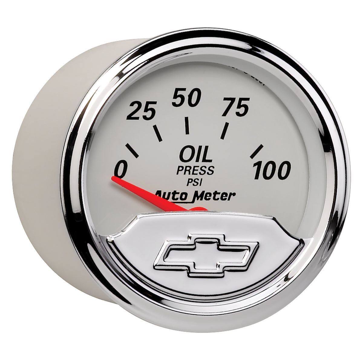 AutoMeter 1327-00408 - GAUGE, OIL PRESS, 2 1/16", 100PSI, ELEC, CHEVROLET HERITAGE BOWTIE
