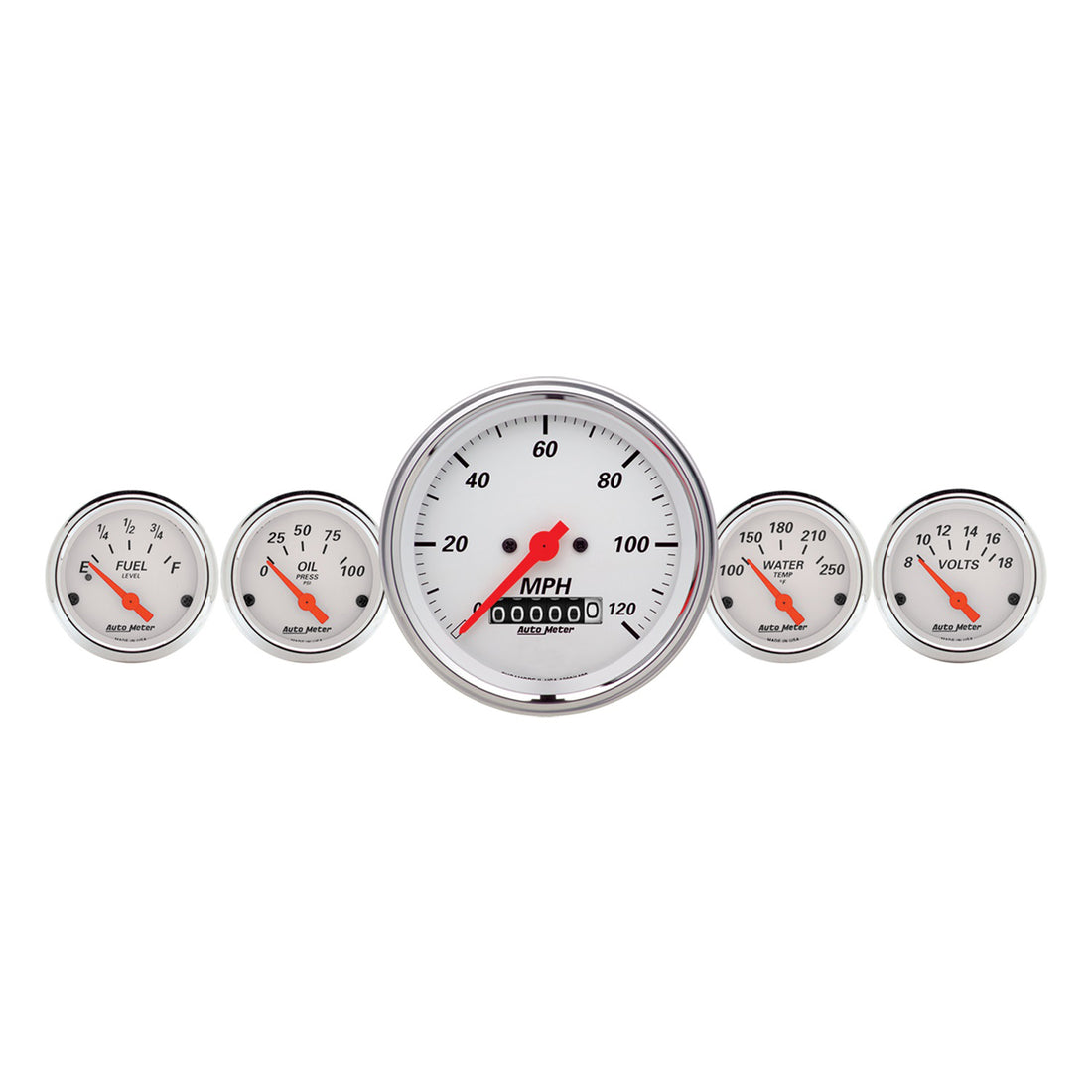 AutoMeter 1340 - GAUGE KIT, 5 PC., 3 3/8" & 2 1/16", ELEC. SPEEDOMETER, ARCTIC WHITE 3