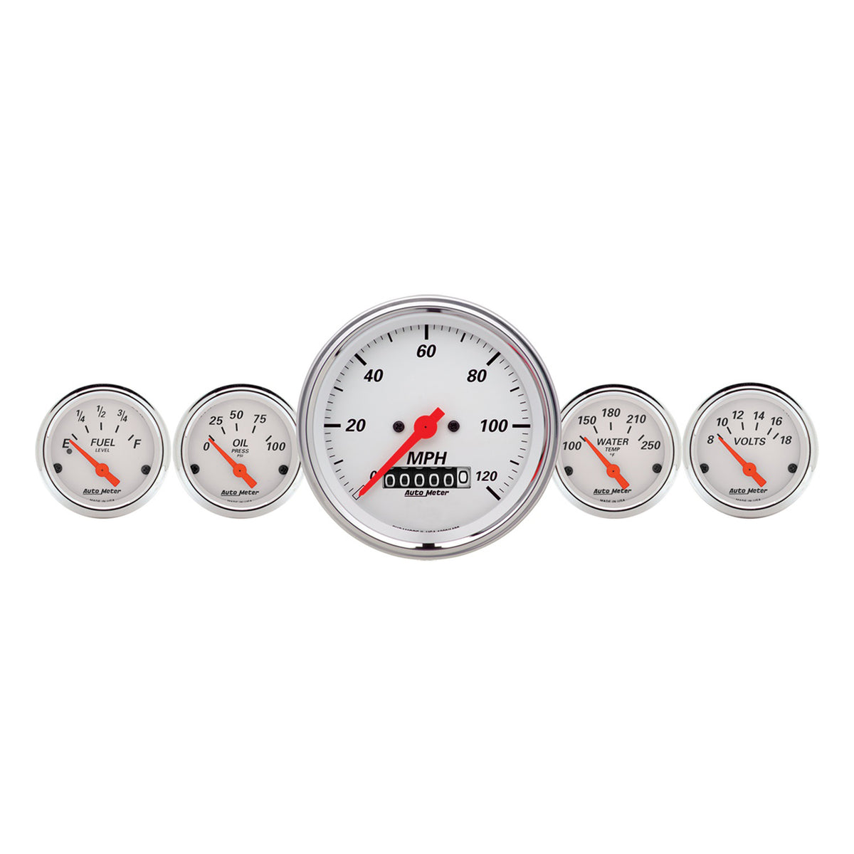 AutoMeter 1340 - GAUGE KIT, 5 PC., 3 3/8" & 2 1/16", ELEC. SPEEDOMETER, ARCTIC WHITE 3