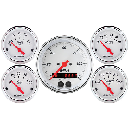 AutoMeter 1350 - GAUGE KIT, 5 PC., 3 3/8" & 2 1/16", GPS SPEEDOMETER, ARCTIC WHITE 3