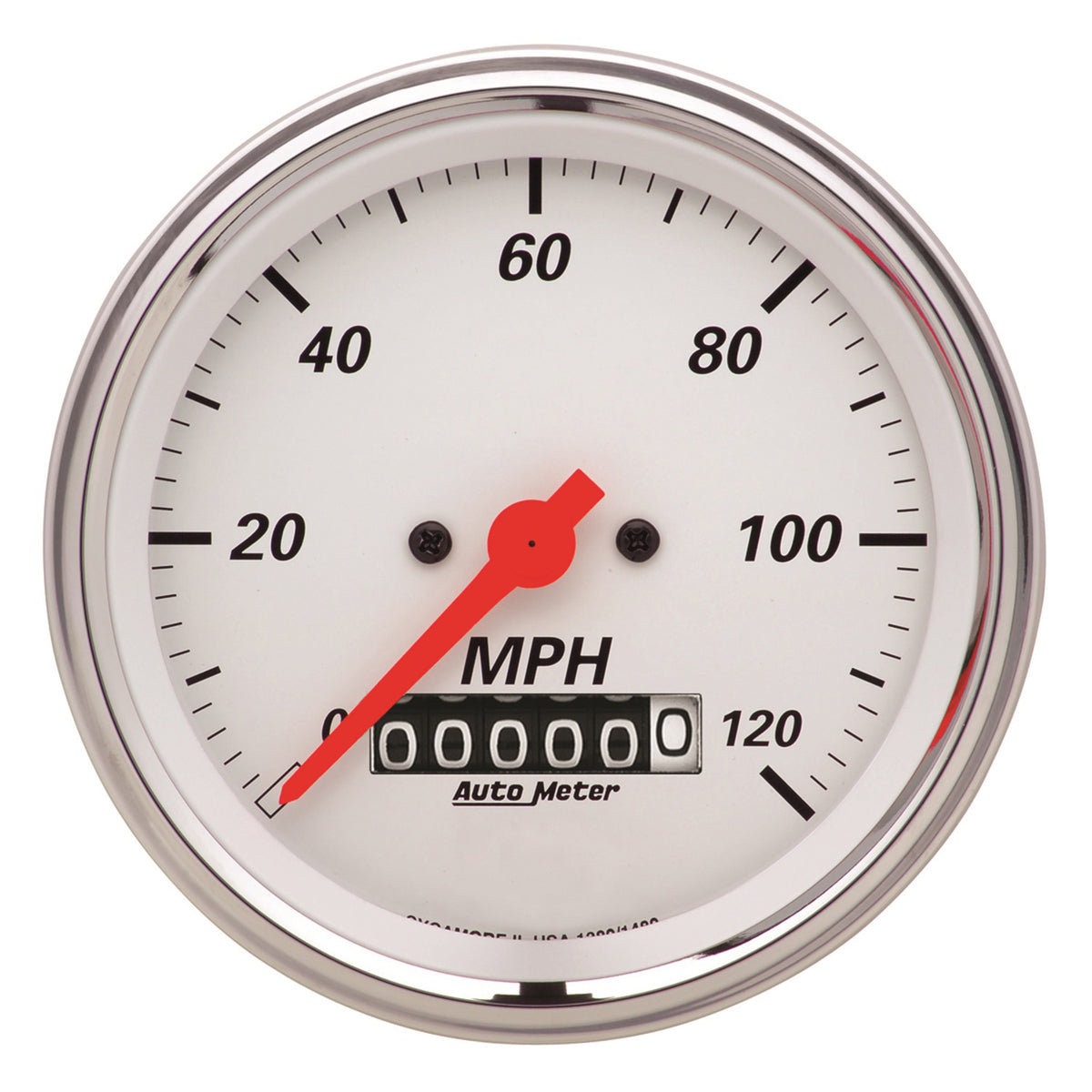 AutoMeter 1379 - GAUGE, SPEEDOMETER, 3 3/8", 120MPH, ELEC. PROG. W/ WHEEL ODO, ARCTIC WHITE 5