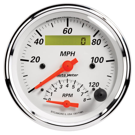 AutoMeter 1381 - GAUGE, TACH/SPEEDO, 3 3/8", 120MPH & 8K RPM, ELEC. PROGRAM., ARCTIC WHITE 4