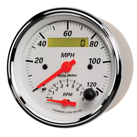 AutoMeter 1381 - GAUGE, TACH/SPEEDO, 3 3/8", 120MPH & 8K RPM, ELEC. PROGRAM., ARCTIC WHITE 5