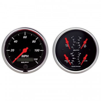 AutoMeter 1408 - GAUGE KIT, 2 PC., QUAD & SPEEDOMETER, 3 3/8", DESIGNER BLACK 4