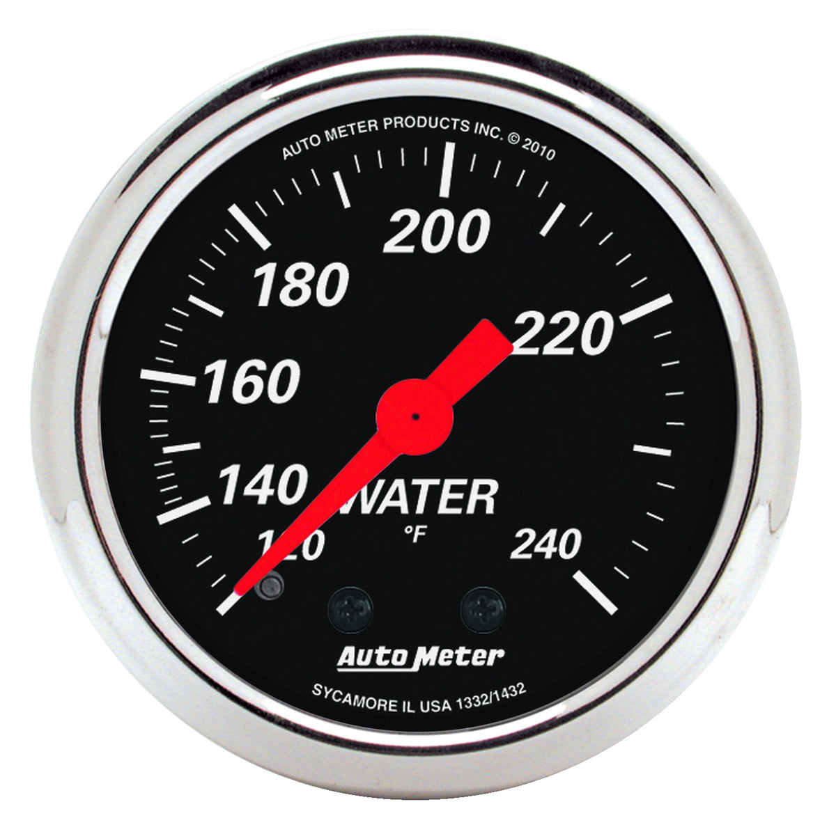 AutoMeter 1432 - GAUGE, WATER TEMP, 2 1/16", 120-240?F, MECH, DESIGNER BLACK 5