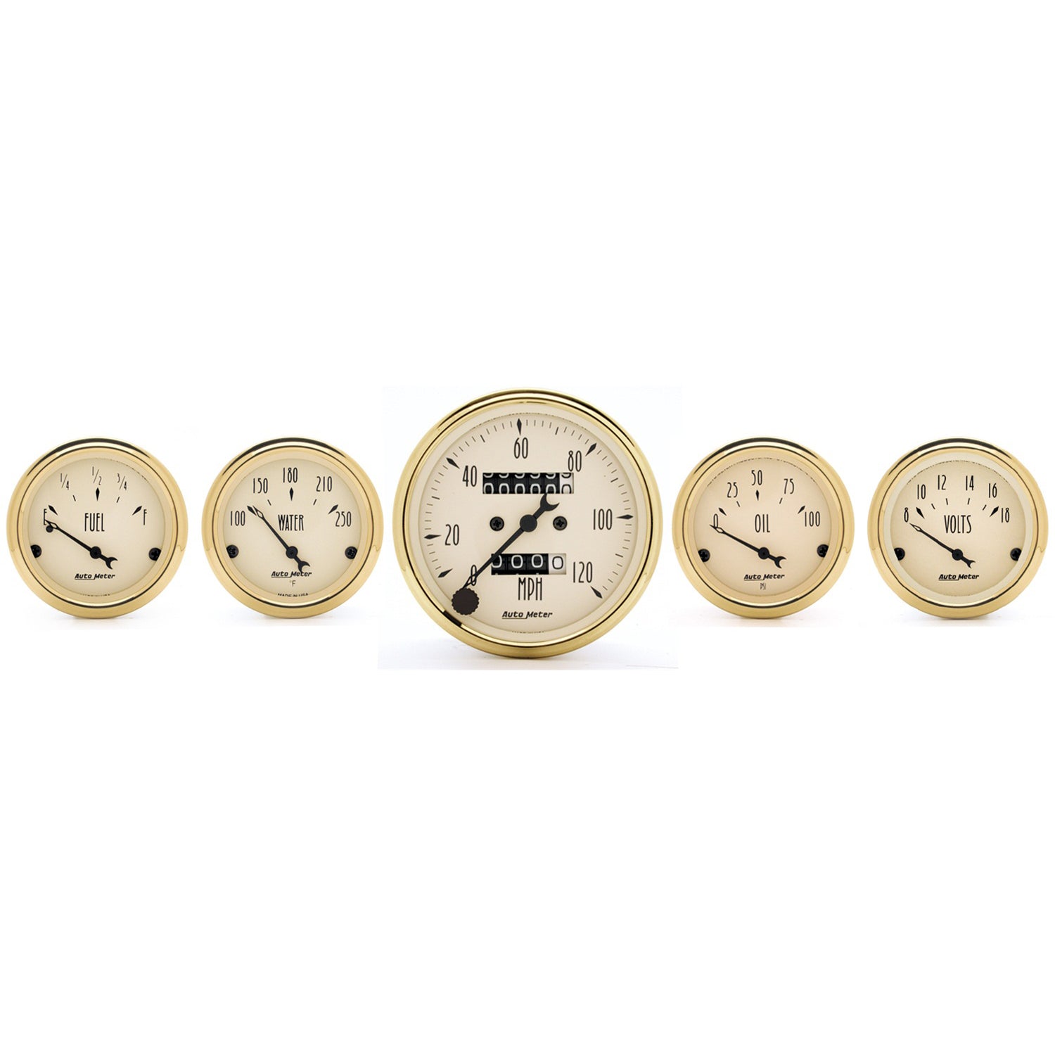 AutoMeter 1501 - GAUGE KIT, 5 PC., 3 1/8" & 2 1/16", MECH. SPEEDOMETER, GOLDEN OLDIES 3