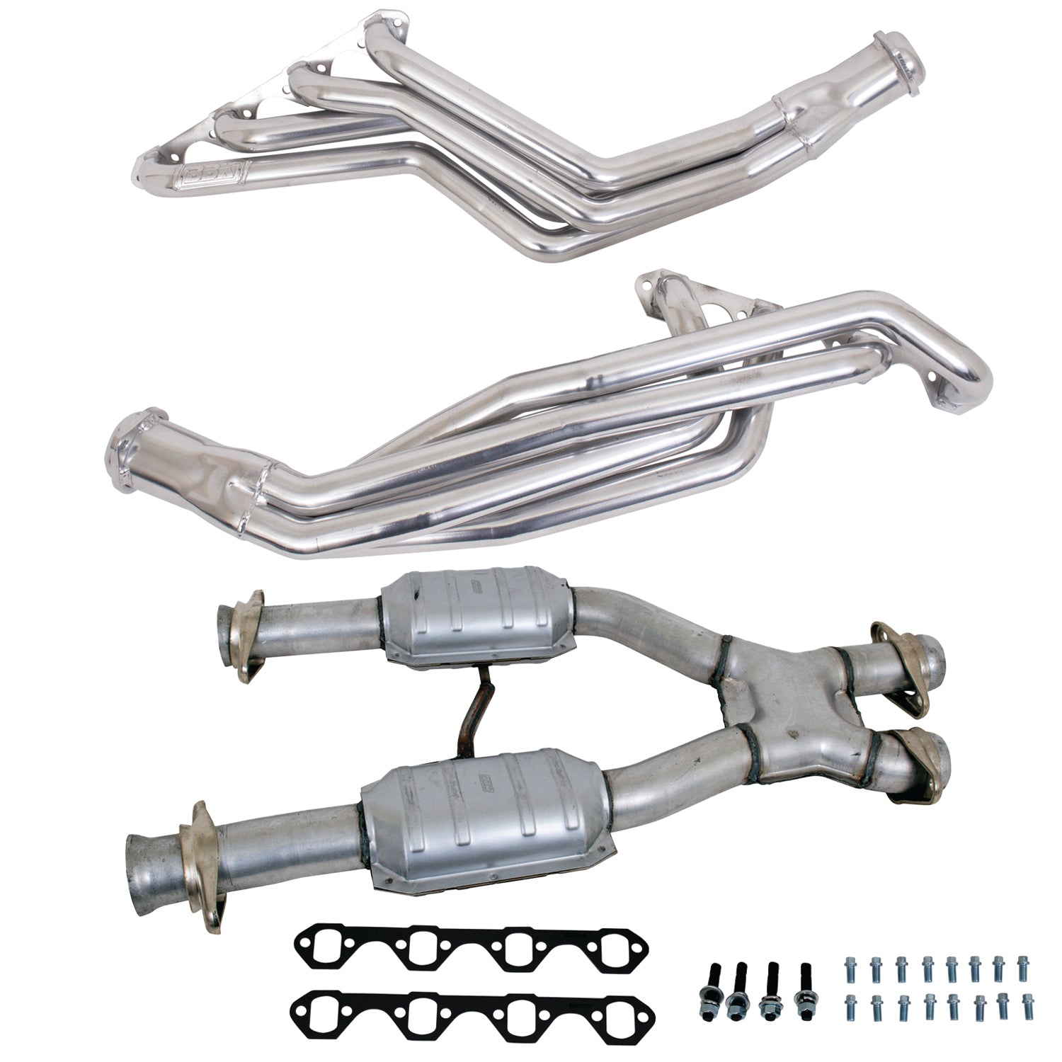 BBK Performance Parts 15163 - 79-93 MUSTANG 5.0 1-5/8 LONG TUBE HEADERS PLUS MID PIPE (SILVER CERAMIC) 1