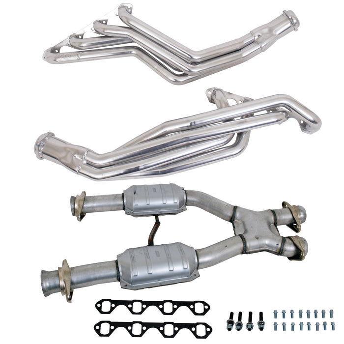 BBK Performance Parts 15163 - 79-93 MUSTANG 5.0 1-5/8 LONG TUBE HEADERS PLUS MID PIPE (SILVER CERAMIC) 1