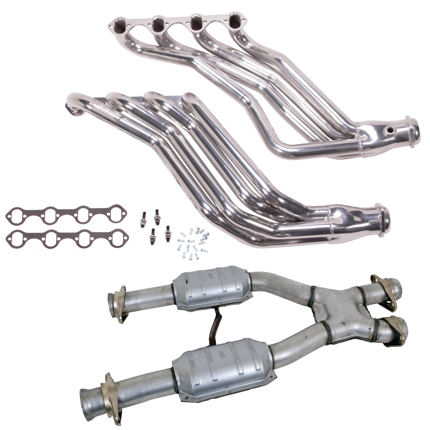 BBK Performance Parts 15693 - 86-93 MUSTANG 1-3/4 LONG TUBE 351 SWAP HEADERS PLUS MID PIPE (SILVER CERAMIC) 1