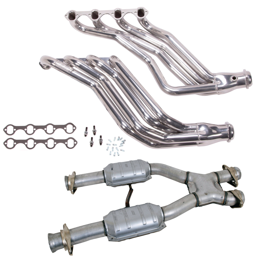 BBK Performance Parts 15943 - 79-93 MUSTANG 5.0 1-3/4 LONG TUBE HEADERS PLUS SHORT MID PIPE (SILVER CERAMIC) 1