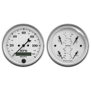 AutoMeter 1600 - GAUGE KIT, 2 PC., QUAD & SPEEDOMETER, 3 3/8", OLD TYME WHITE 3