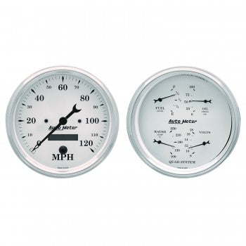 AutoMeter 1603 - GAUGE KIT, 2 PC., QUAD & SPEEDOMETER, 5", OLD TYME WHITE 4