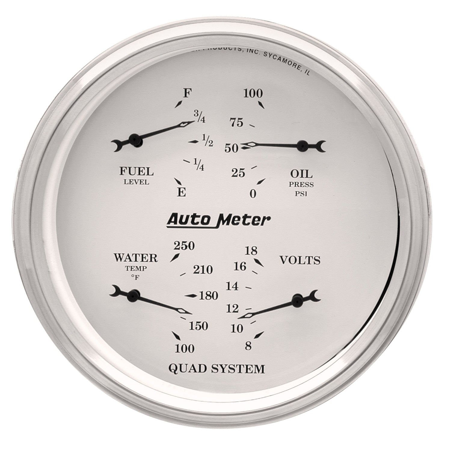 AutoMeter 1610 - GAUGE, QUAD, 5", 240OE-33OF, ELEC, OLD TYME WHITE 3
