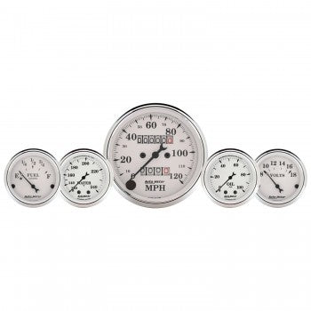 AutoMeter 1611 - GAUGE KIT, 5 PC., 3 1/8" & 2 1/16", MECH. SPEEDO., WTMP & OILP, OLD TYME WHT 4