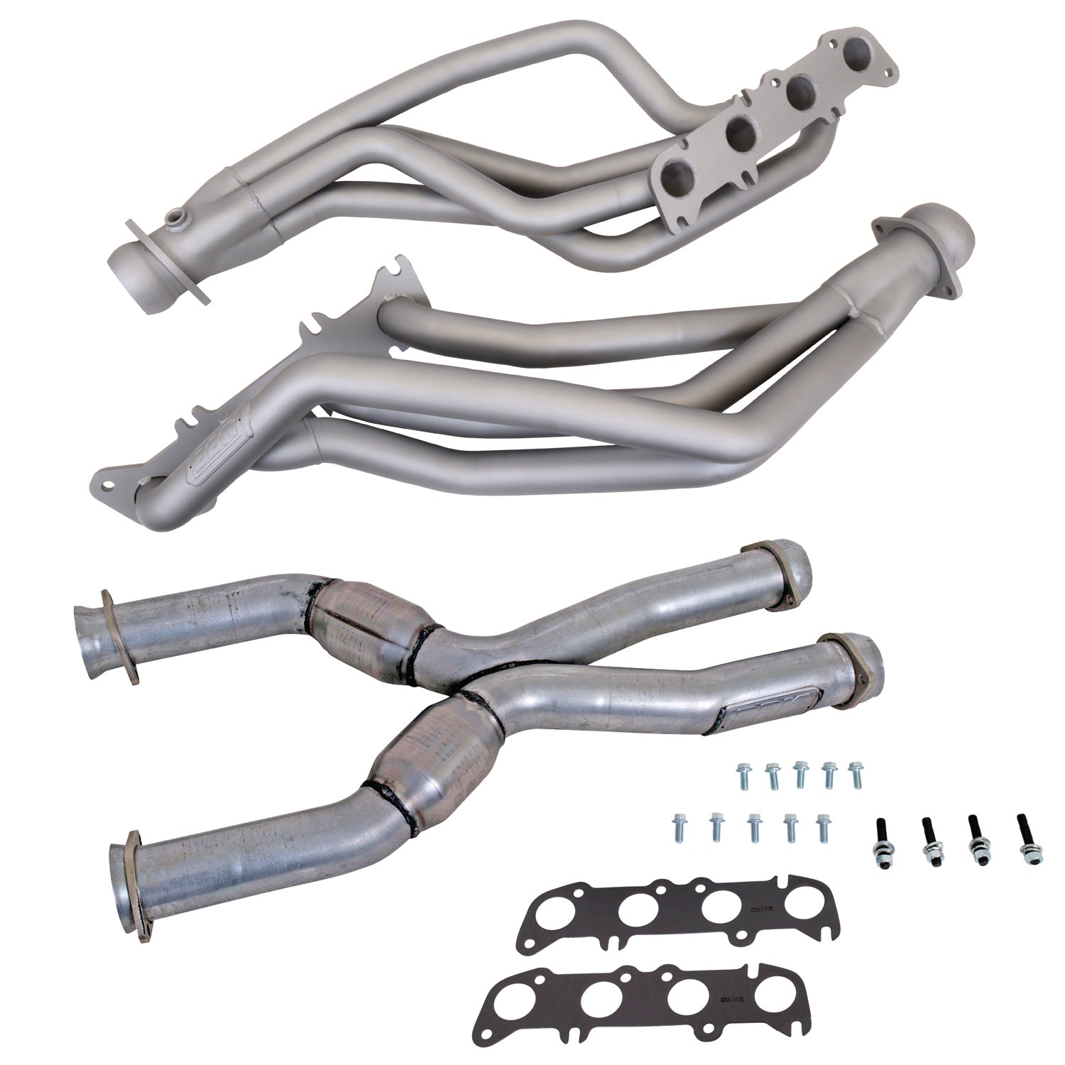 BBK Performance Parts 16342 - 86-04 MUSTANG COYOTE SWAP 1-3/4" LONG TUBE HEADERS PLUS MID PIPE (TITANIUM) 1