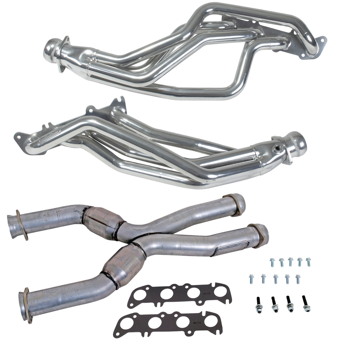 BBK Performance Parts 16343 - 86-04 MUSTANG COYOTE SWAP 1-3/4" LONG TUBE HEADERS PLUS MID PIPE (SILVER) 1