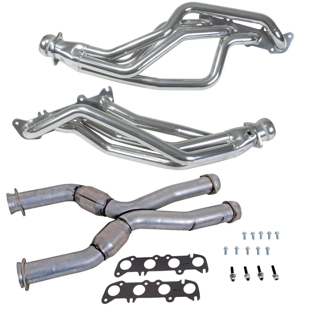 BBK Performance Parts 16343 - 86-04 MUSTANG COYOTE SWAP 1-3/4" LONG TUBE HEADERS PLUS MID PIPE (SILVER) 1