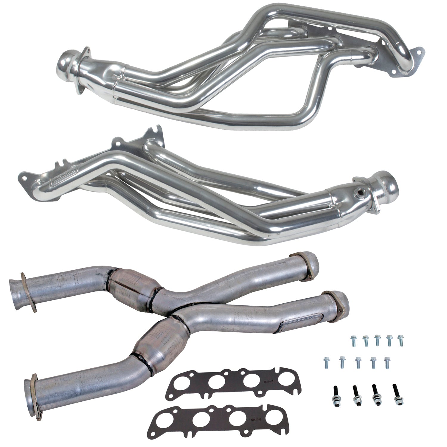 BBK Performance Parts 16343 - 86-04 MUSTANG COYOTE SWAP 1-3/4" LONG TUBE HEADERS PLUS MID PIPE (SILVER) 1