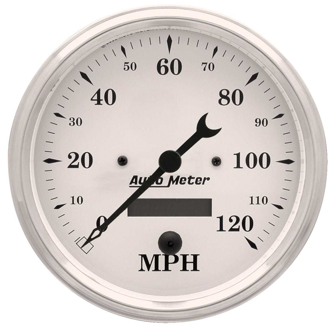 AutoMeter 1689 - GAUGE, SPEEDO., 5", 120MPH, ELEC. PROG. W/ LCD ODO, OLD TYME WHITE 3
