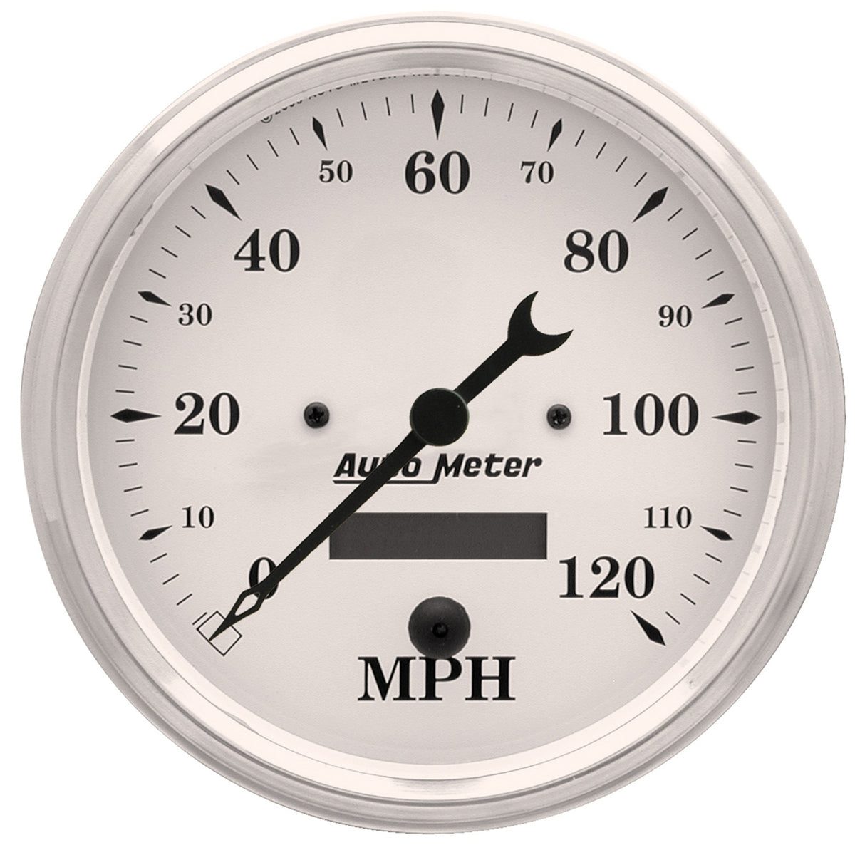 AutoMeter 1689 - GAUGE, SPEEDO., 5", 120MPH, ELEC. PROG. W/ LCD ODO, OLD TYME WHITE 3