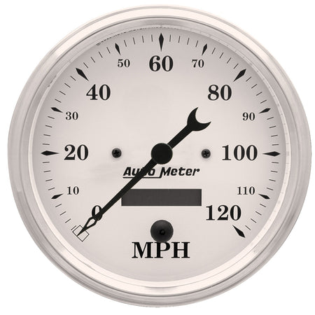 AutoMeter 1689 - GAUGE, SPEEDO., 5", 120MPH, ELEC. PROG. W/ LCD ODO, OLD TYME WHITE 3