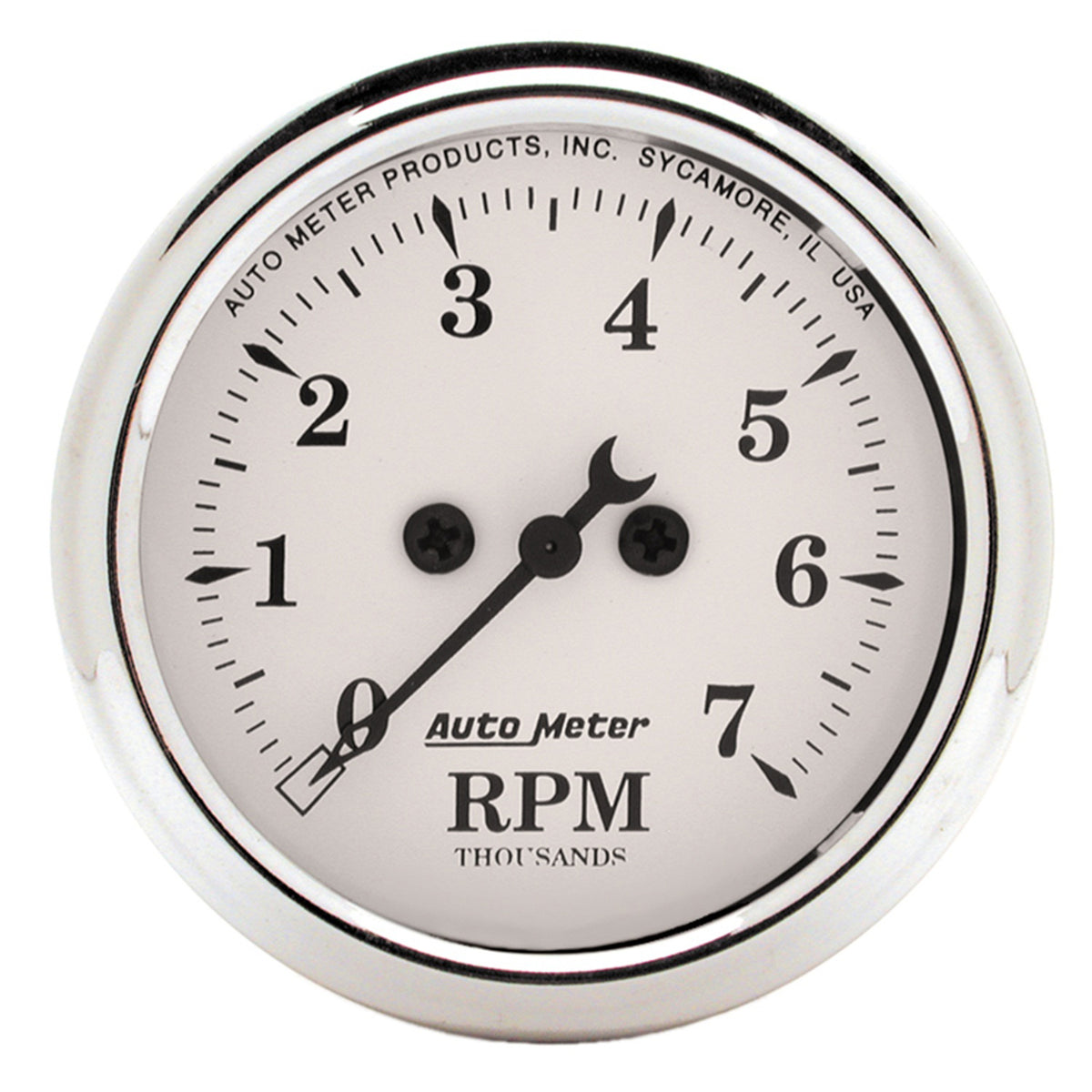 AutoMeter 1694 - GAUGE, TACHOMETER, 2 1/16", 7K RPM, IN-DASH, OLD TYME WHITE 3
