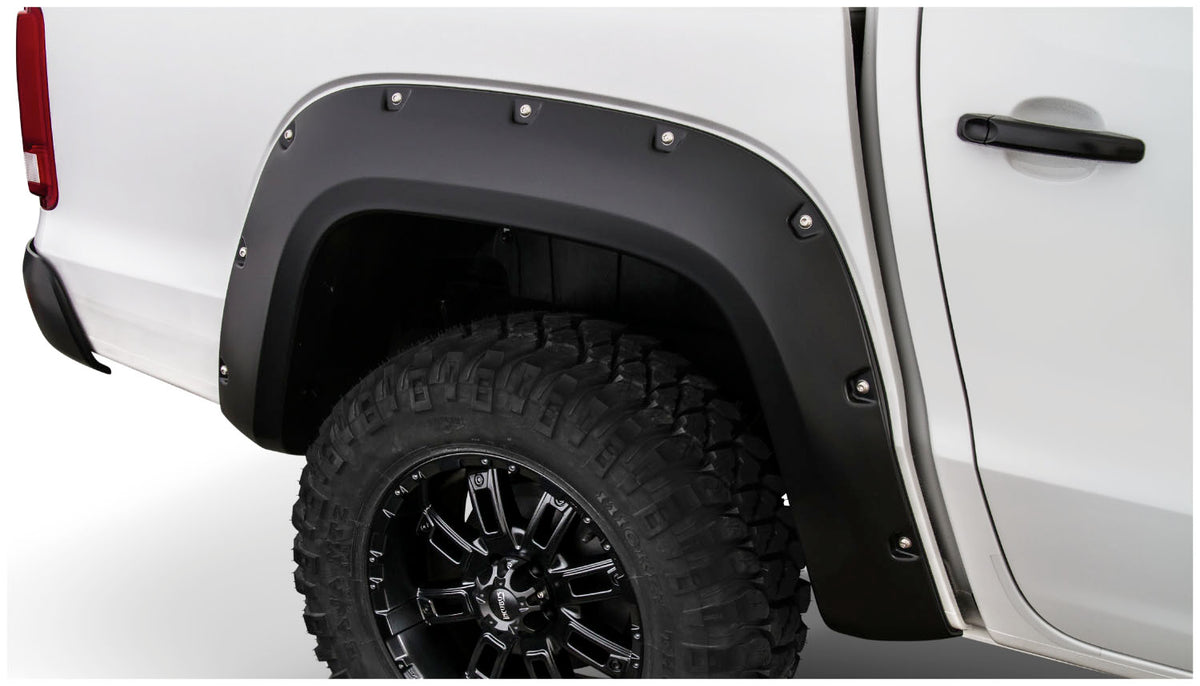 Bushwacker 171002-02 - Black Pocket/Rivet Style Smooth Finish Rear Fender Flares For 2011-2022 Volkswagen Amarok (Excludes Diesel) Fits 61.2 Inch Bed Bushwacker 2