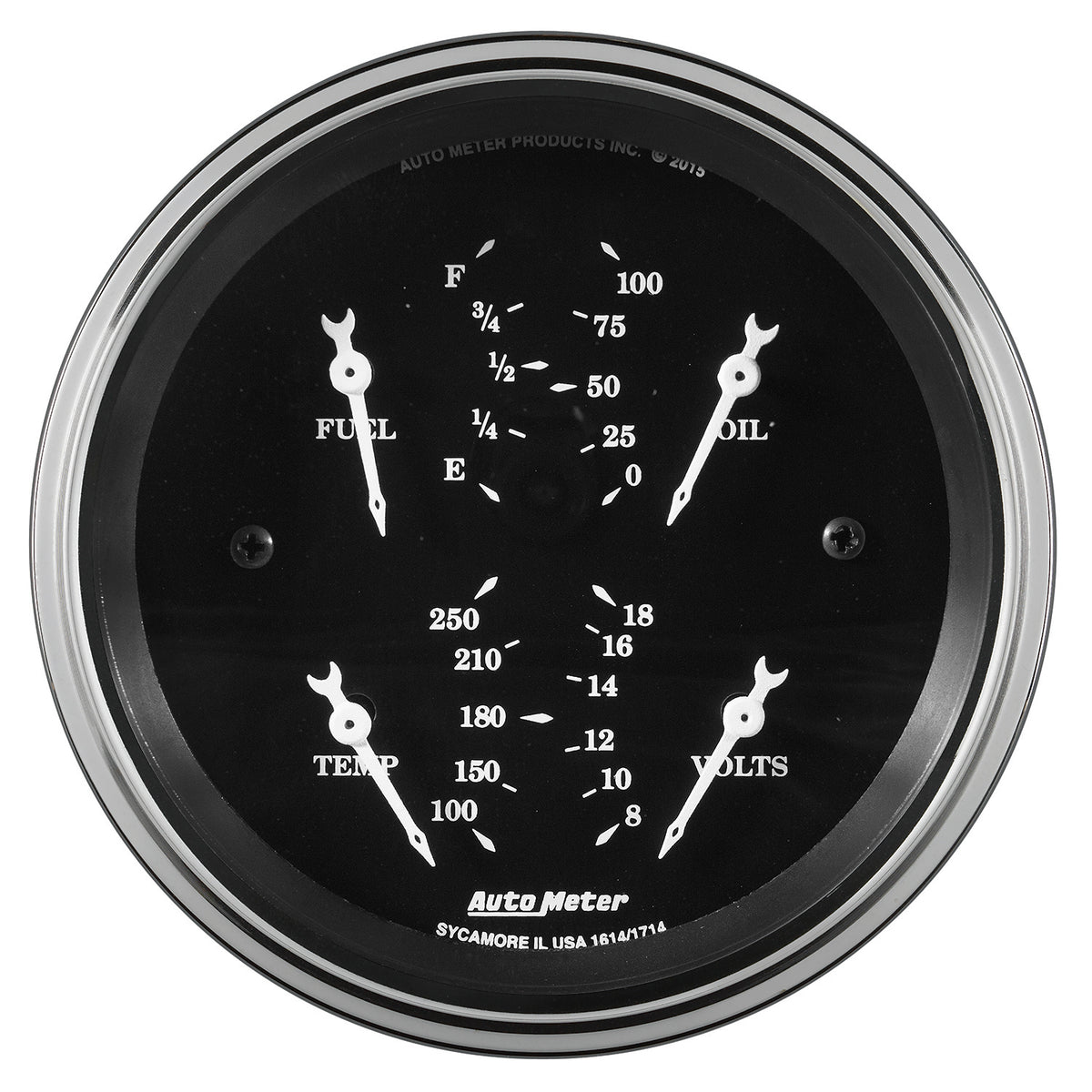 AutoMeter 1713 - GAUGE,QUAD, 3 3/8", 240OE-33OF ELEC, OLD TYME BLK 3