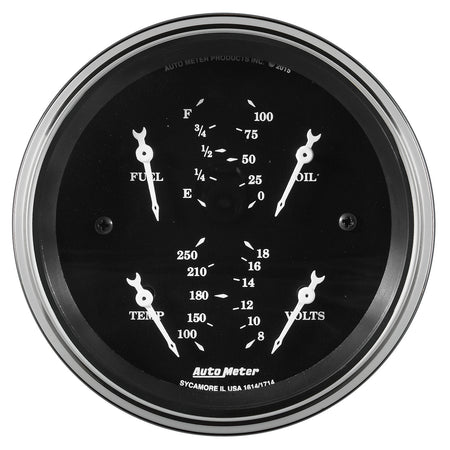AutoMeter 1713 - GAUGE,QUAD, 3 3/8", 240OE-33OF ELEC, OLD TYME BLK 3