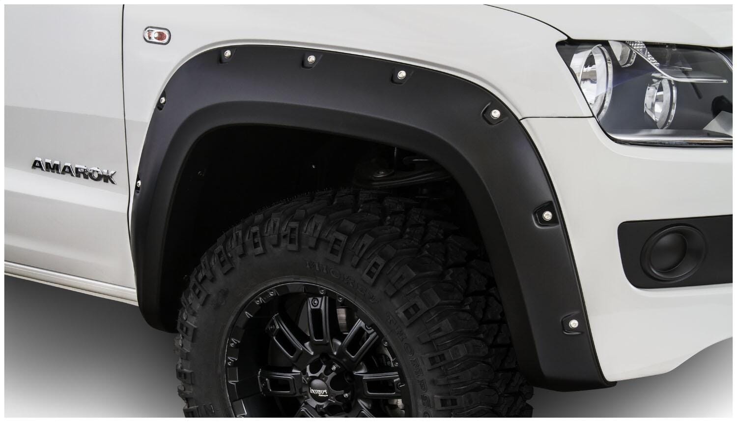 Bushwacker Body Bushwacker 171905-02 - Black Pocket/Rivet Style Smooth Finish 4-Piece Fender Flare Set For 2017-2022 Volkswagen Amarok (Excludes Diesel) Fits 61.2 Inch Bed Bushwacker