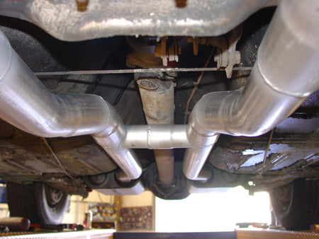 Flowmaster Exhaust Flowmaster 17281 - American Thunder Crossmember-Back Exhaust System Fits 1967-1970 Ford Mustang With V8 Engine And Headers. Aluminized Steel Aggressive To Moderate Sound Flowmaster