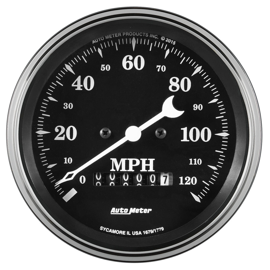 AutoMeter 1779 - GAUGE, SPEEDO., 3 3/8", 120MPH, ELEC. PROG. W/ WHEEL ODO, OLD TYME BLACK 3