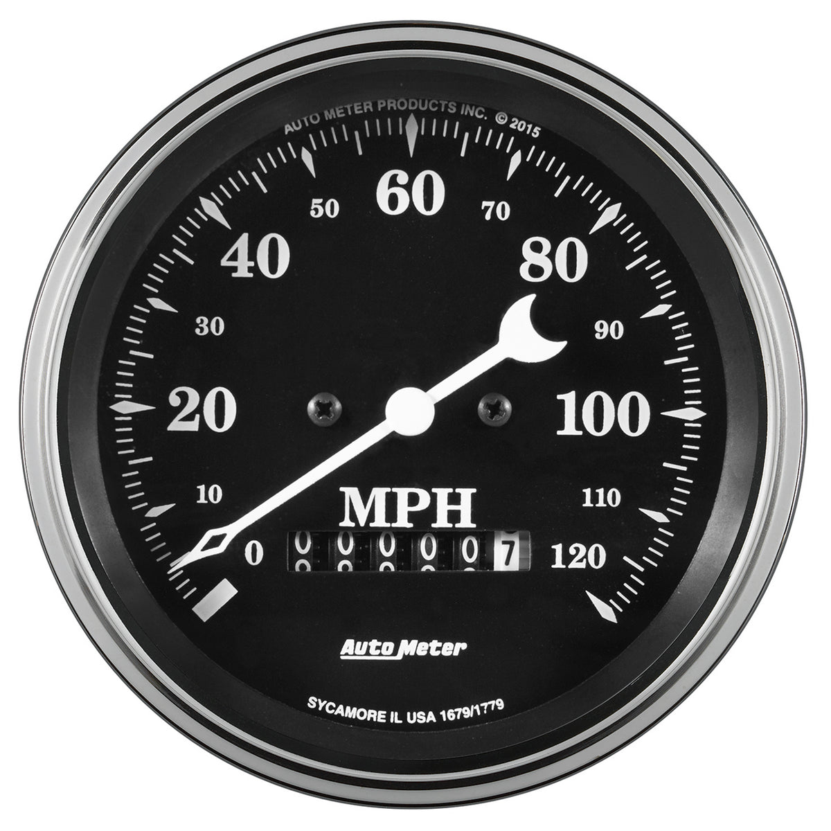 AutoMeter 1779 - GAUGE, SPEEDO., 3 3/8", 120MPH, ELEC. PROG. W/ WHEEL ODO, OLD TYME BLACK 3