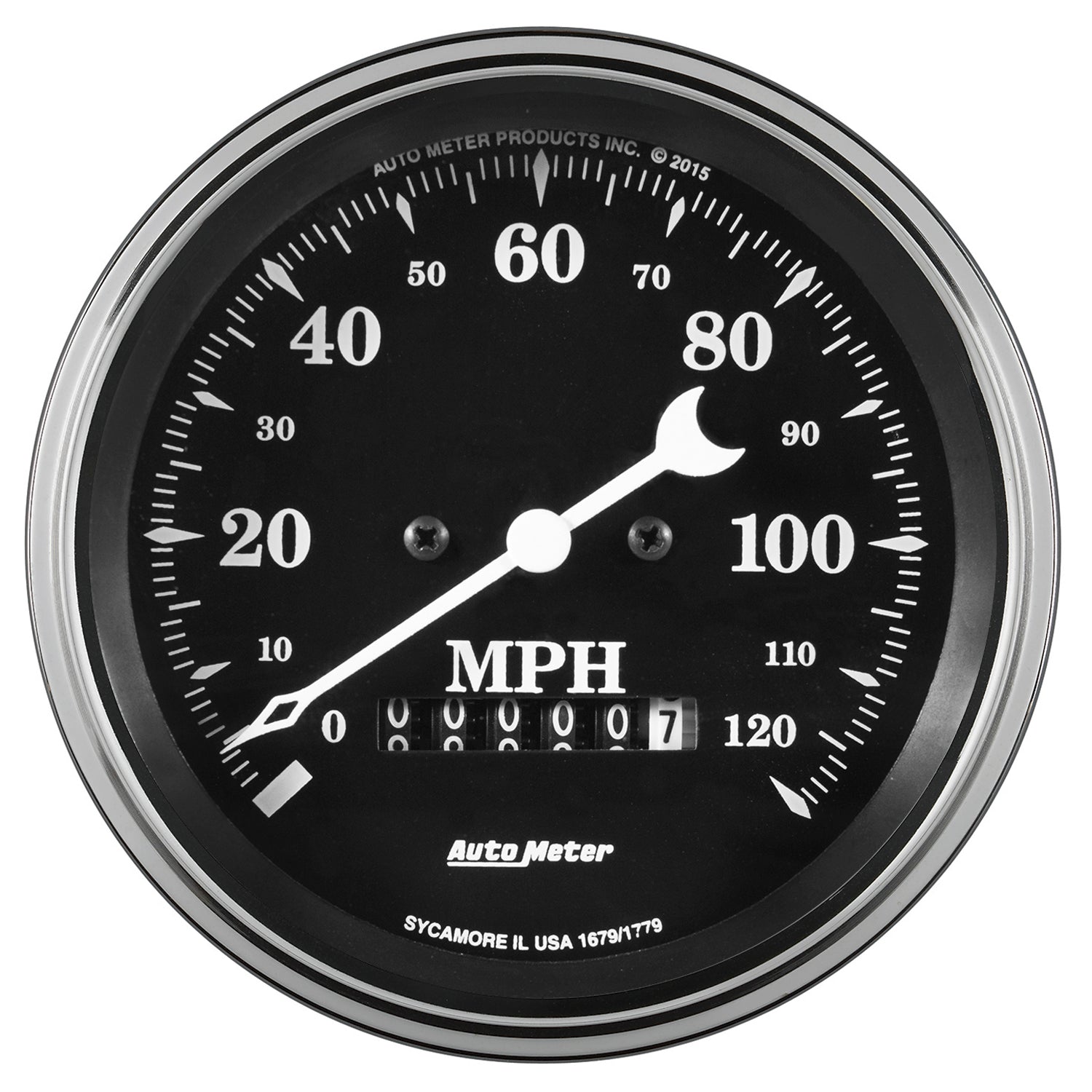 AutoMeter 1779 - GAUGE, SPEEDO., 3 3/8", 120MPH, ELEC. PROG. W/ WHEEL ODO, OLD TYME BLACK 3
