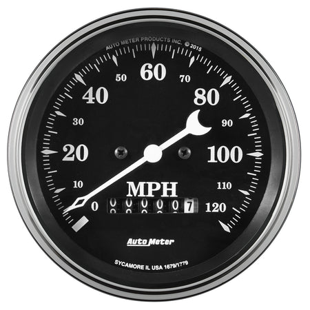 AutoMeter 1779 - GAUGE, SPEEDO., 3 3/8", 120MPH, ELEC. PROG. W/ WHEEL ODO, OLD TYME BLACK 3