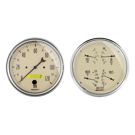 AutoMeter 1803 - GAUGE KIT, 2 PC., QUAD & SPEEDOMETER, 5", ANTIQUE BEIGE 3