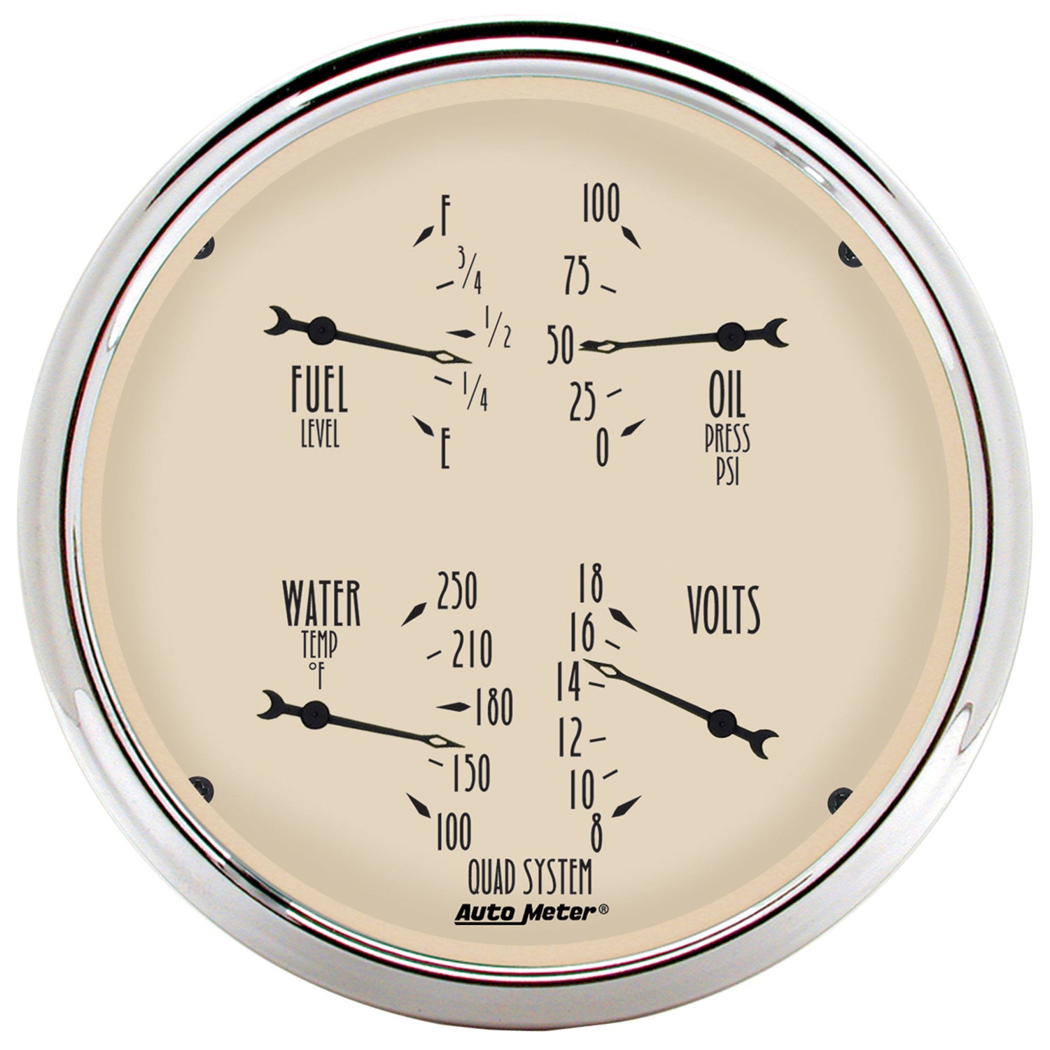 AutoMeter 1810 - GAUGE, QUAD, 5", 240OE-33OF, ELEC, ANTIQUE BEIGE 3