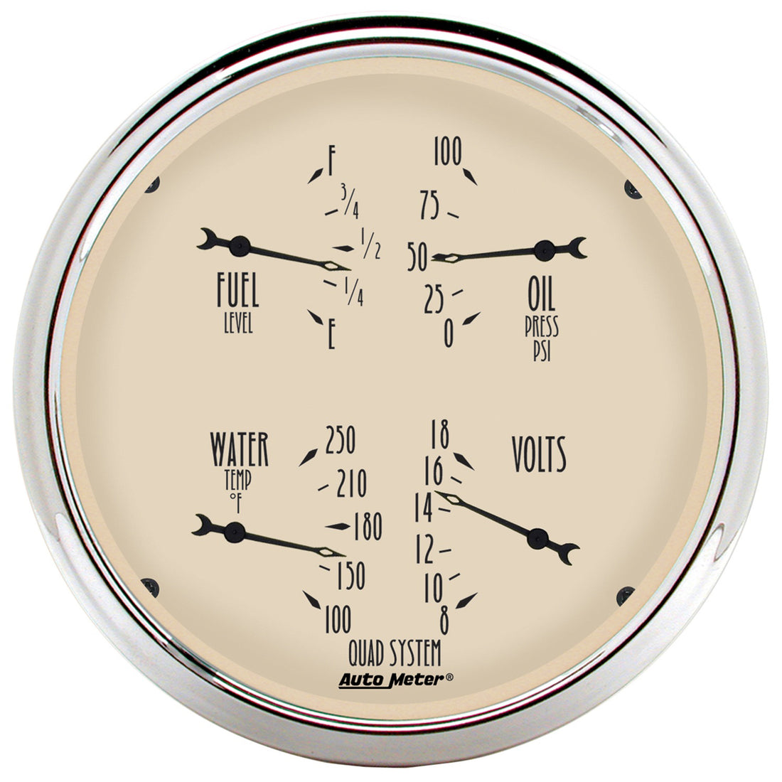 AutoMeter 1803 - GAUGE KIT, 2 PC., QUAD & SPEEDOMETER, 5", ANTIQUE BEIGE 5