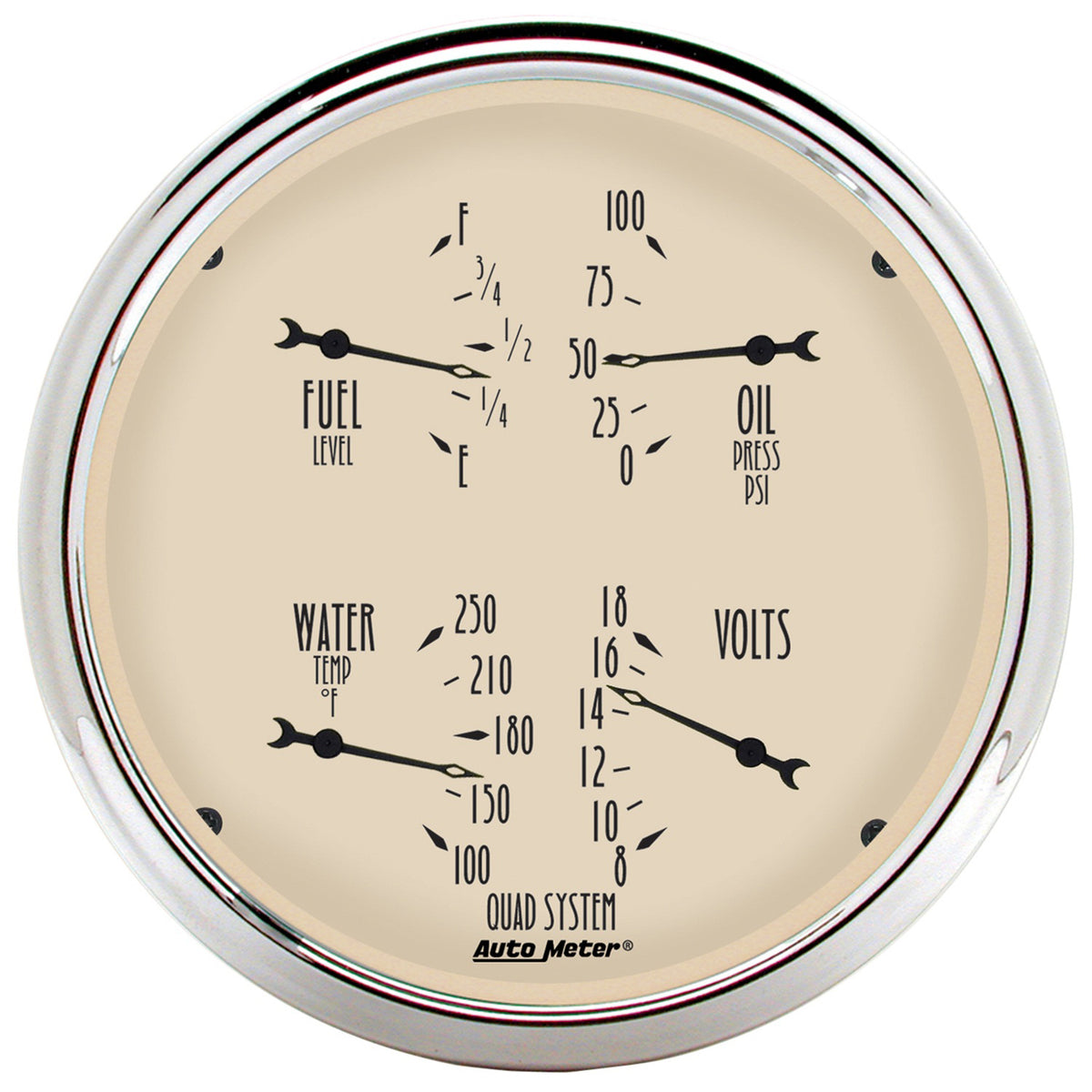 AutoMeter 1803 - GAUGE KIT, 2 PC., QUAD & SPEEDOMETER, 5", ANTIQUE BEIGE 5