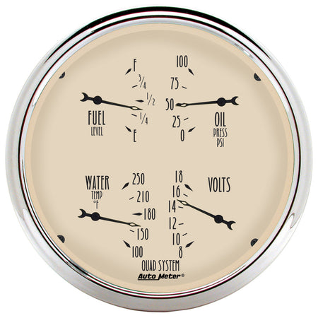 AutoMeter 1803 - GAUGE KIT, 2 PC., QUAD & SPEEDOMETER, 5", ANTIQUE BEIGE 5