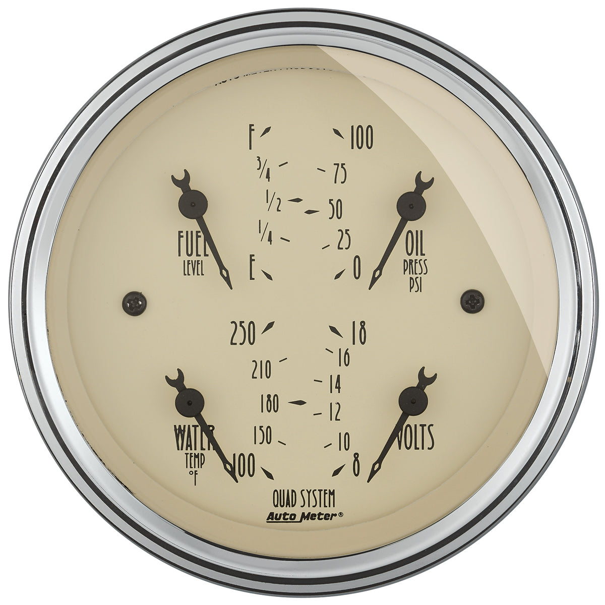 AutoMeter 1812 - GAUGE, QUAD, 3 3/8", 240OE-33OF, ELEC, ANTIQUE BEIGE 3