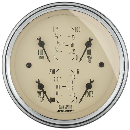 AutoMeter 1812 - GAUGE, QUAD, 3 3/8", 240OE-33OF, ELEC, ANTIQUE BEIGE 3