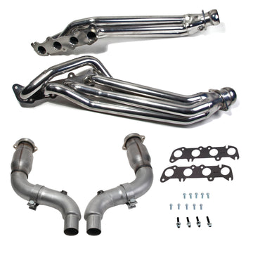 BBK Performance Parts 18564 - 15-23 MUSTANG 5.0 1-7/8 LONG TUBE HEADERS PLUS MID PIPE (SILVER CERAMIC) 1
