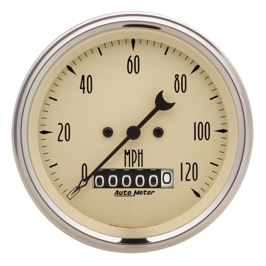 AutoMeter 1879 - GAUGE, SPEEDO., 3 3/8", 120MPH, ELEC. PROG. W/ WHEEL ODO, ANTQ BEIGE 3