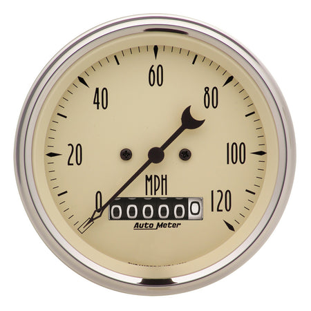 AutoMeter 1879 - GAUGE, SPEEDO., 3 3/8", 120MPH, ELEC. PROG. W/ WHEEL ODO, ANTQ BEIGE 3