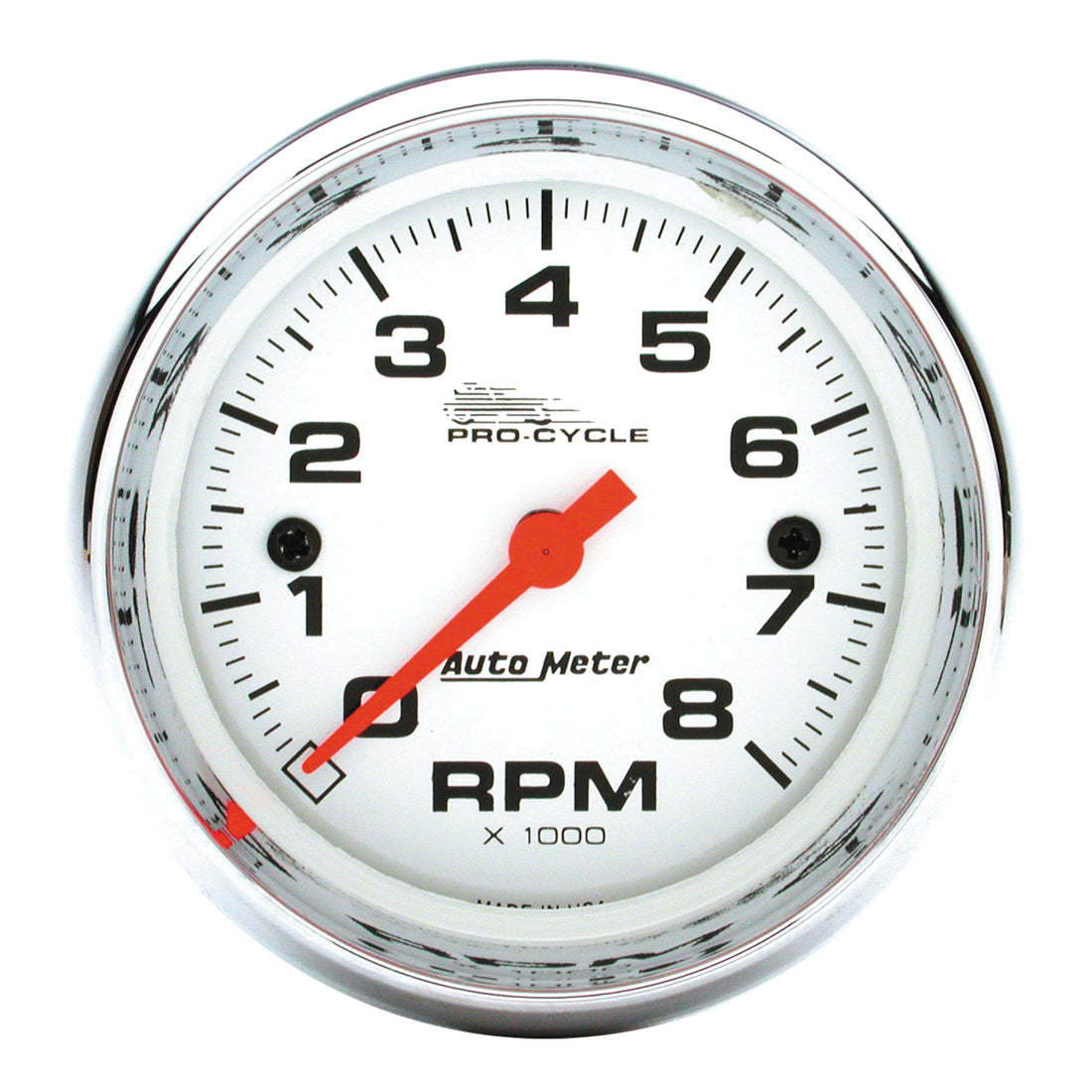 AutoMeter 19305 - GAUGE, TACH, 2 5/8", 8K RPM, 2&4 CYLINDER, WHITE, PRO-CYCLE 3