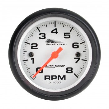 AutoMeter 19325 - GAUGE, TACH, 2 5/8", 8K RPM, 2&4 CYLINDER, WHITE, PRO-CYCLE 4